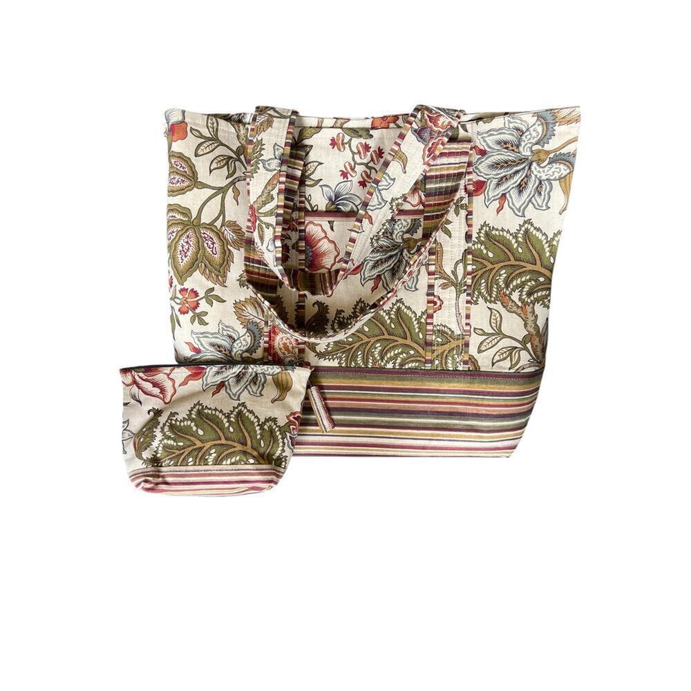 Handmade large tote and small accessories bag